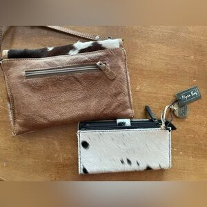 Genuine cowhide crossbody and wallet